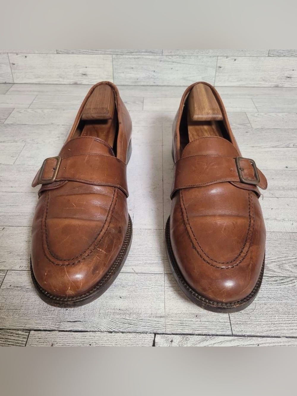 Men’s Polo Ralph Lauren Cognac Brown Leather Penny Loafers Shoes Size 10 - Picture 3 of 9